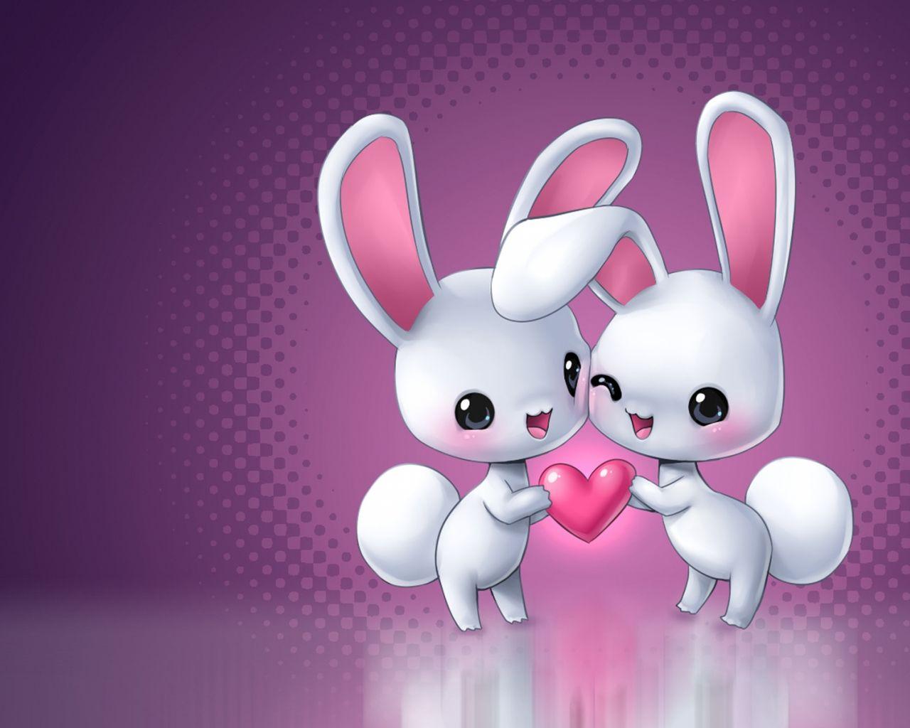 In Love Cartoon Bunnies Wallpaper. Download wallpaper page