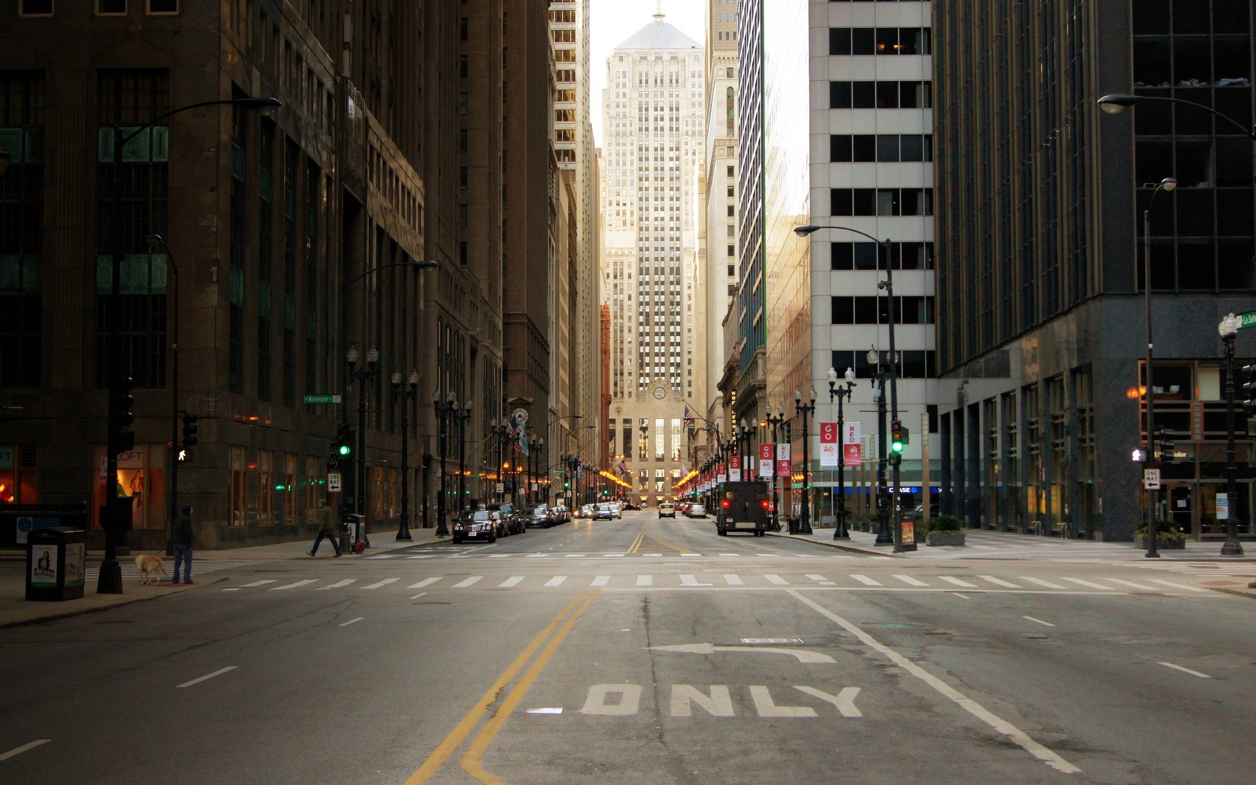 City Street Of Chicago In USA Skyscrapers Wallpaper Background