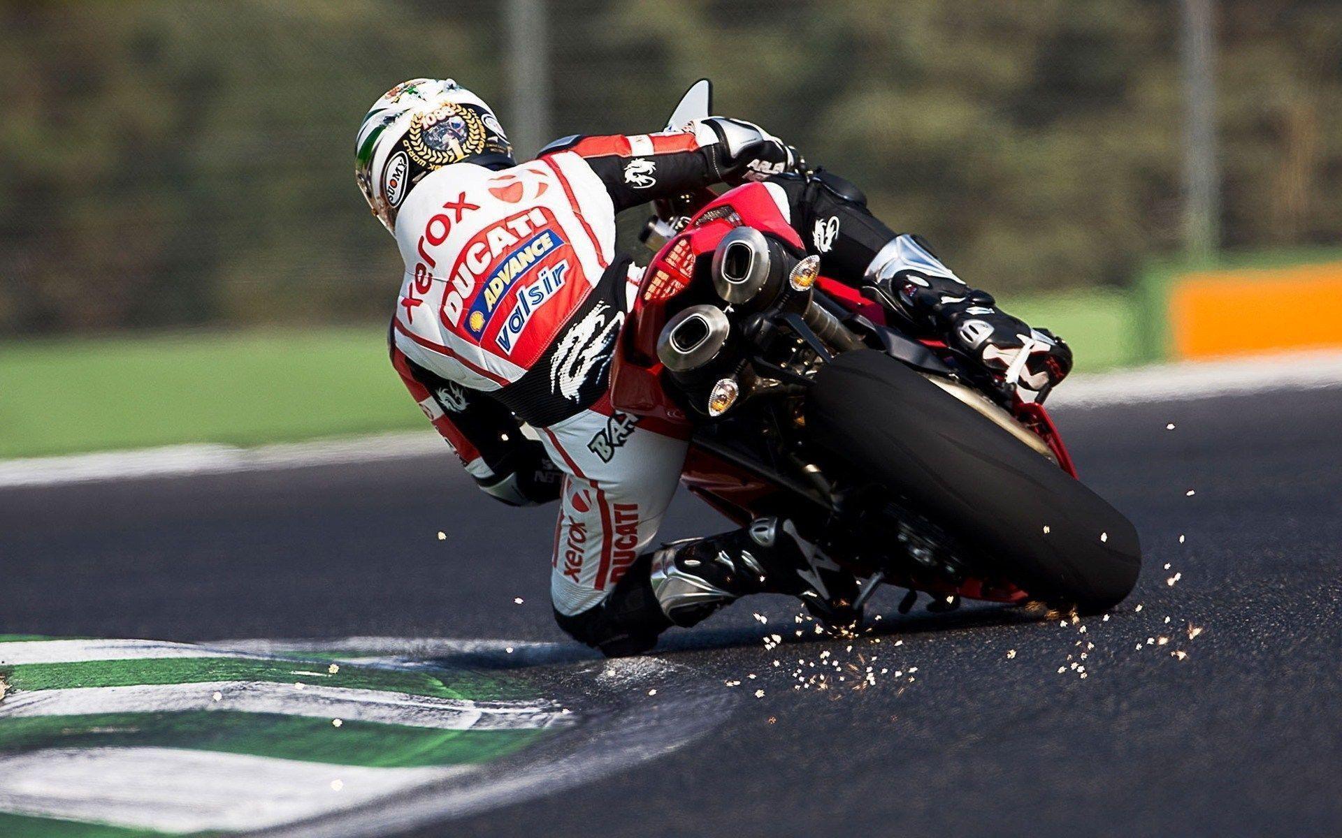 Ducati Motorcycle Track Speed Pilot Sparks Hd Wallpaper Background