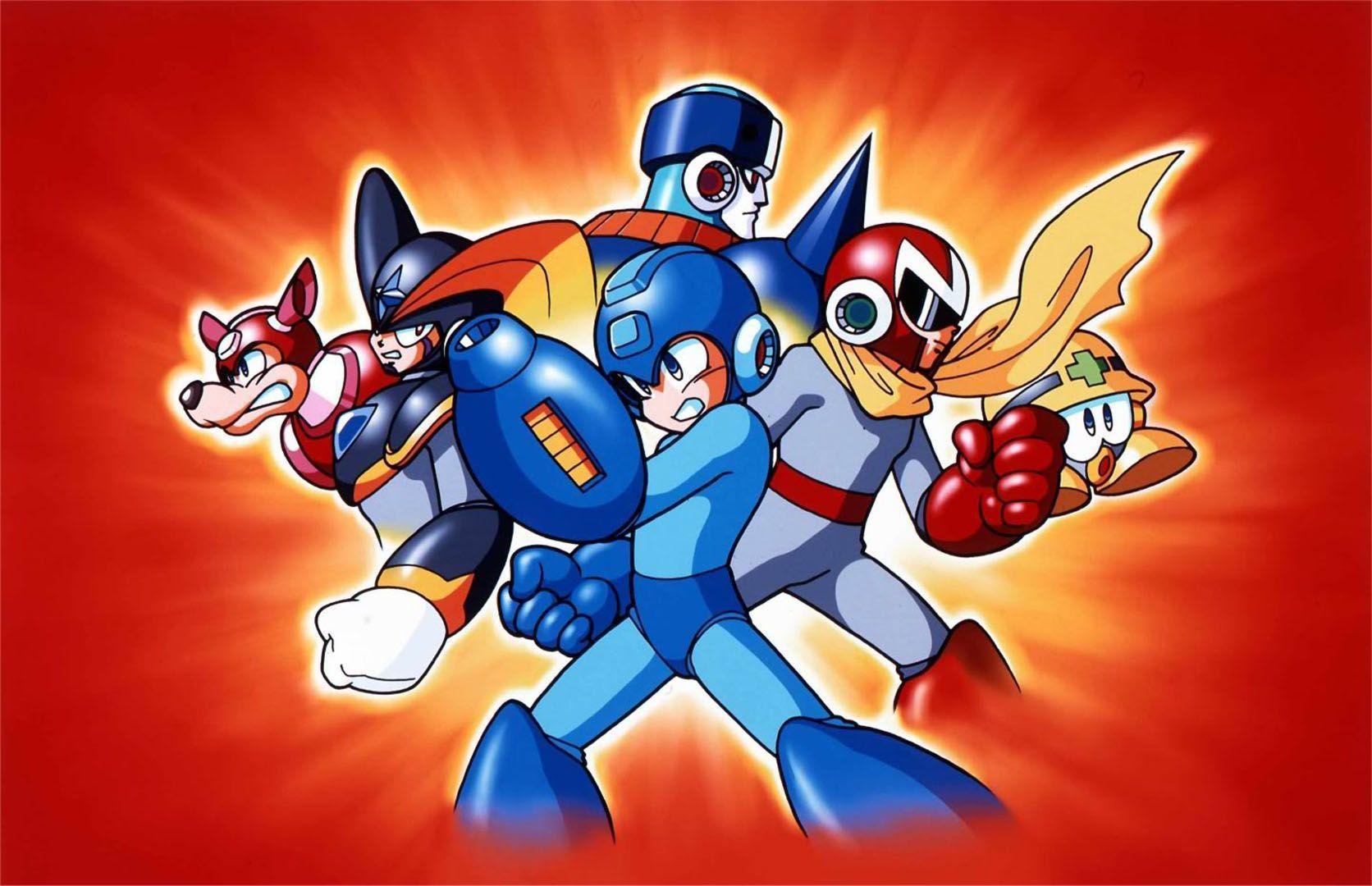 The Megaman Team Games Wallpaper Image featuring Megaman