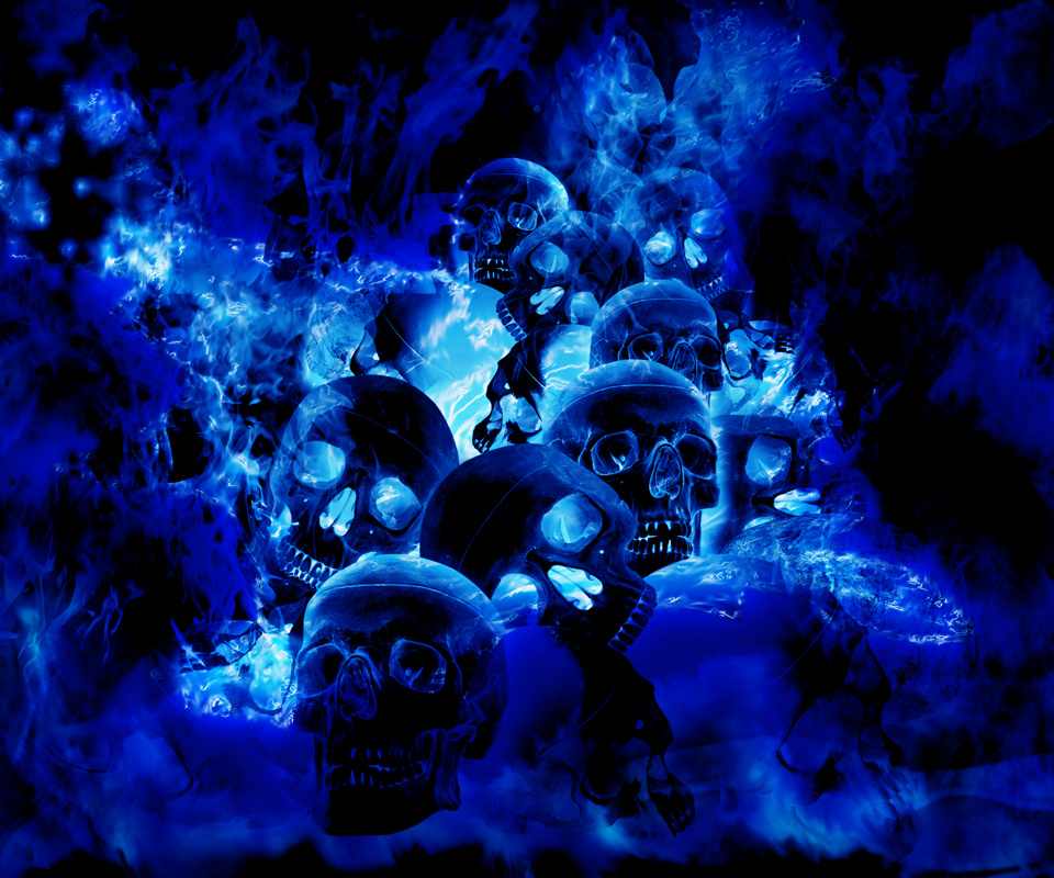 Gallery For > Neon Blue Skull Wallpaper