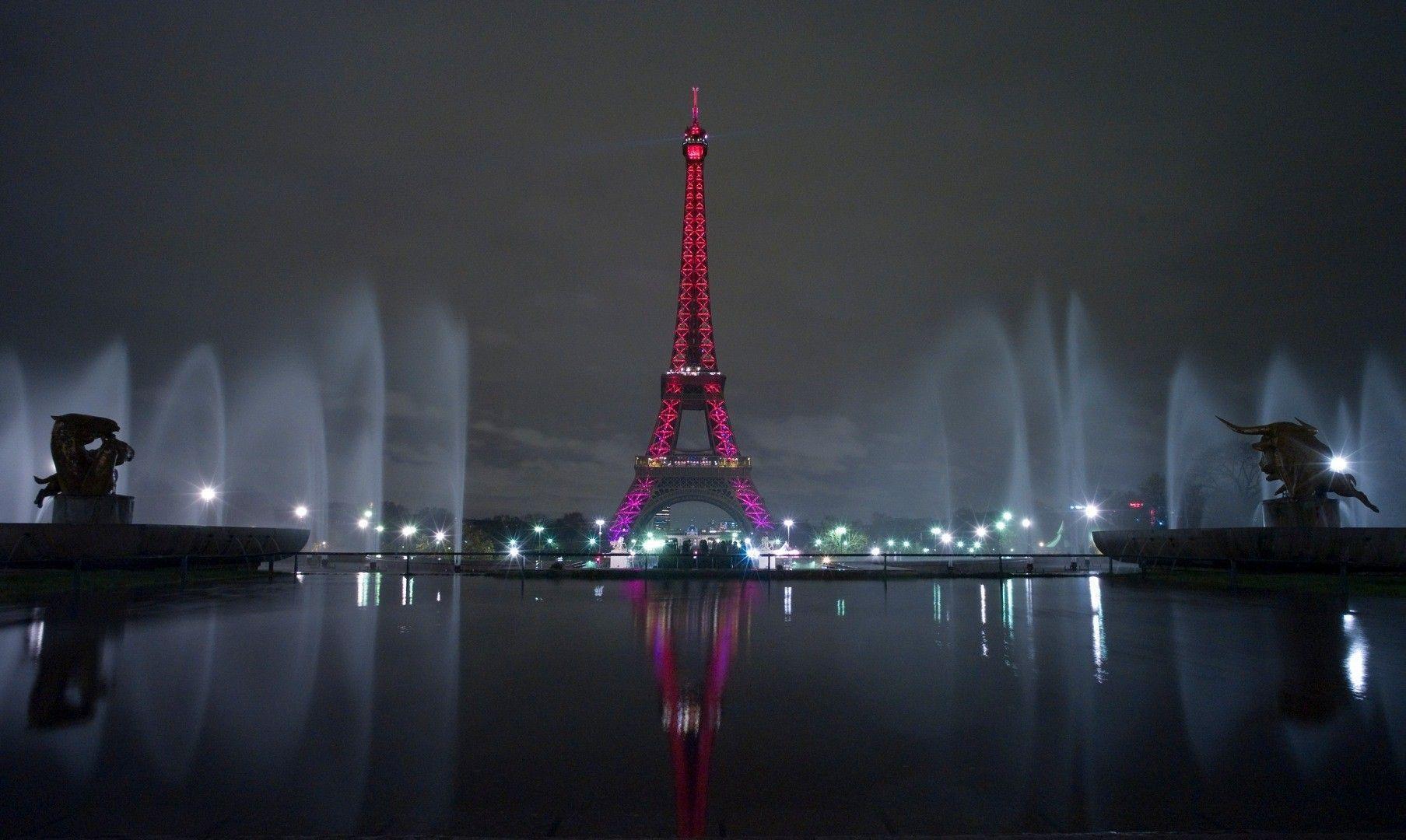 Eiffel Tower night mountain seen HD wallpaper