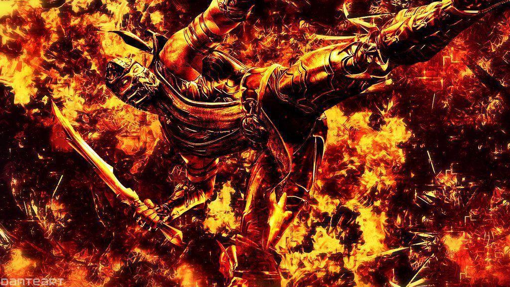 Mortal Kombat Scorpion Cracked Hell Wallpaper