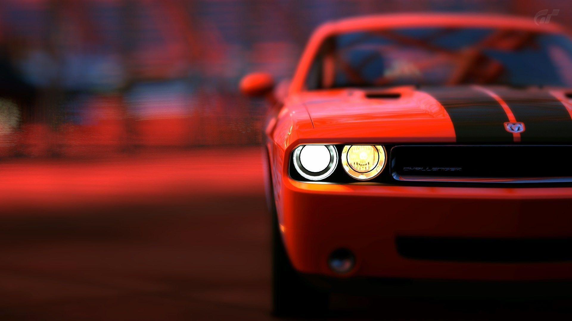 Dodge Challenger STR8 Art Night Headlight HD Wallpaper