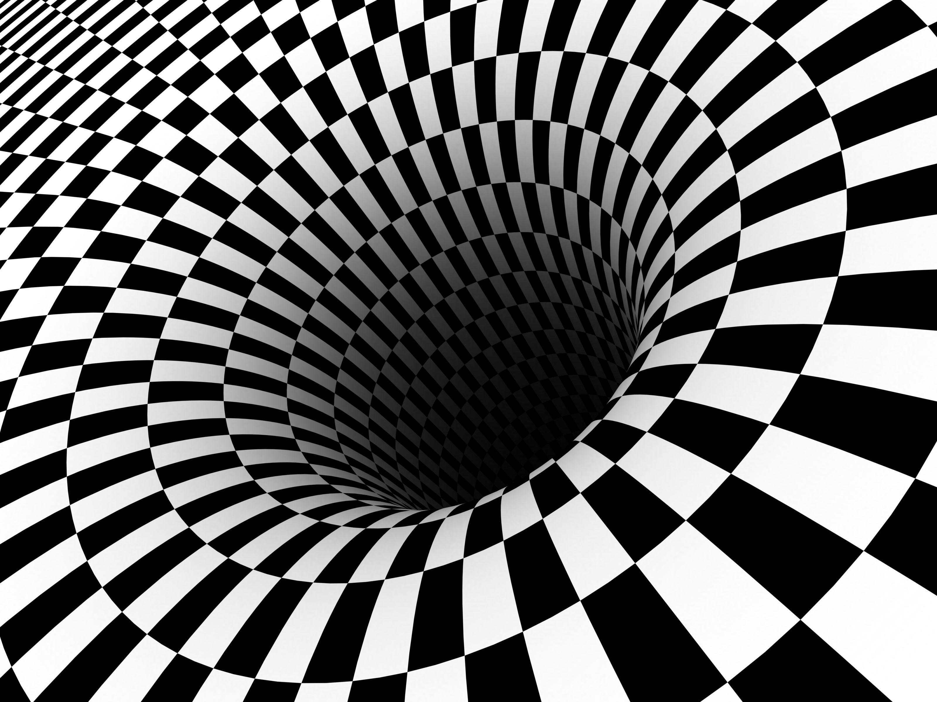 Black hole checkered vortex optical illusions wallpaper