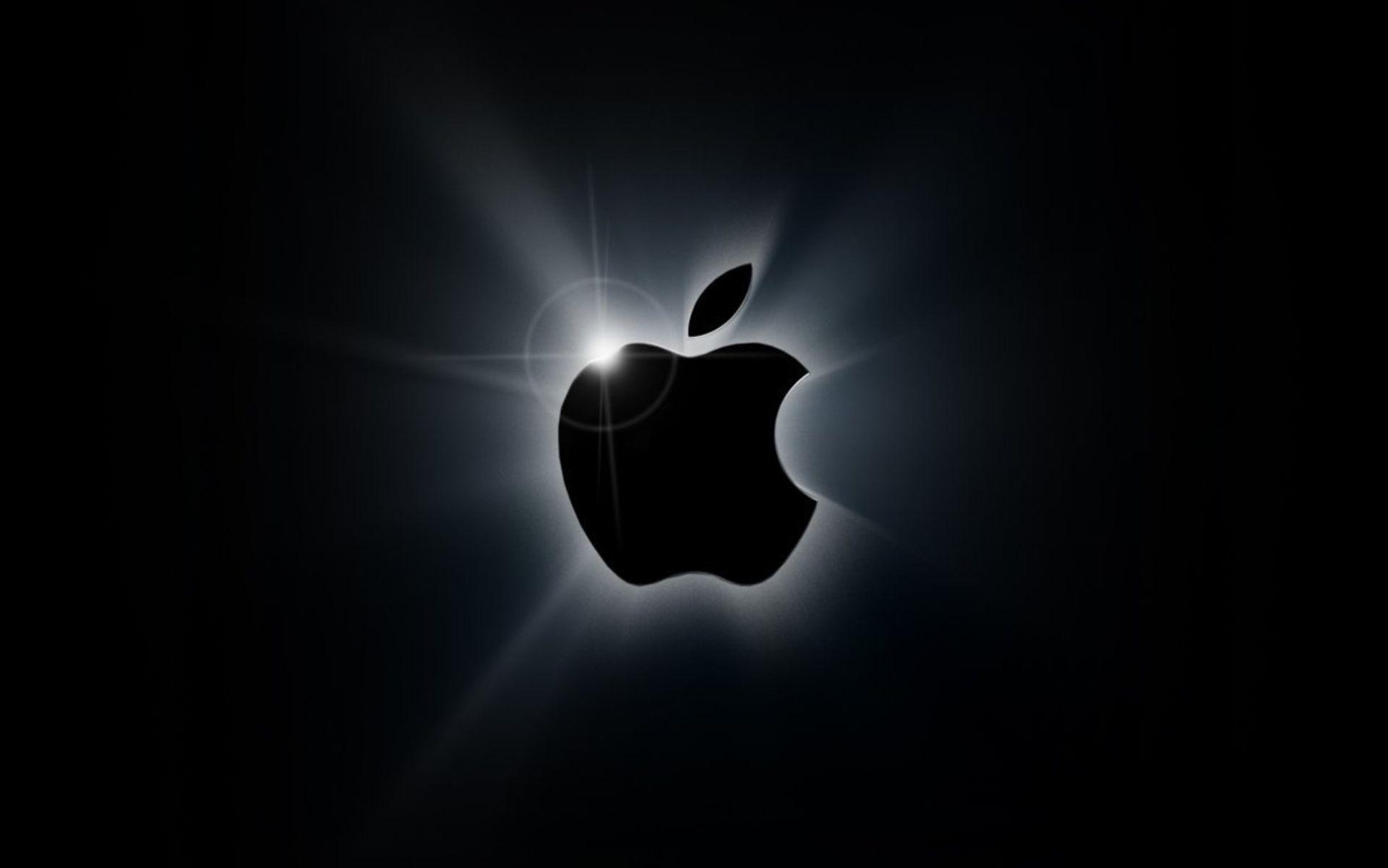 apple logo black background
