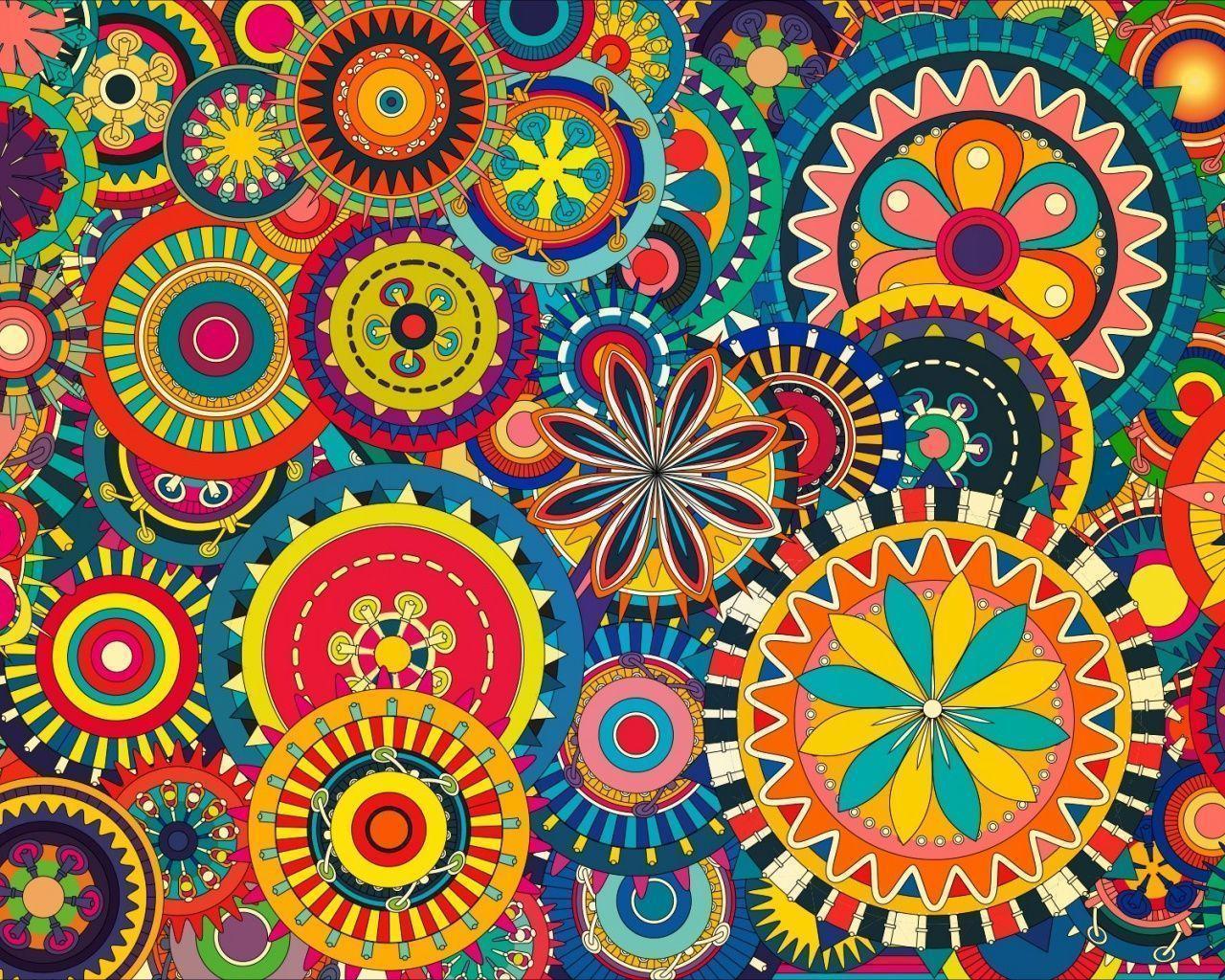 Multicolored Floral Shapes desktop PC and Mac wallpaper