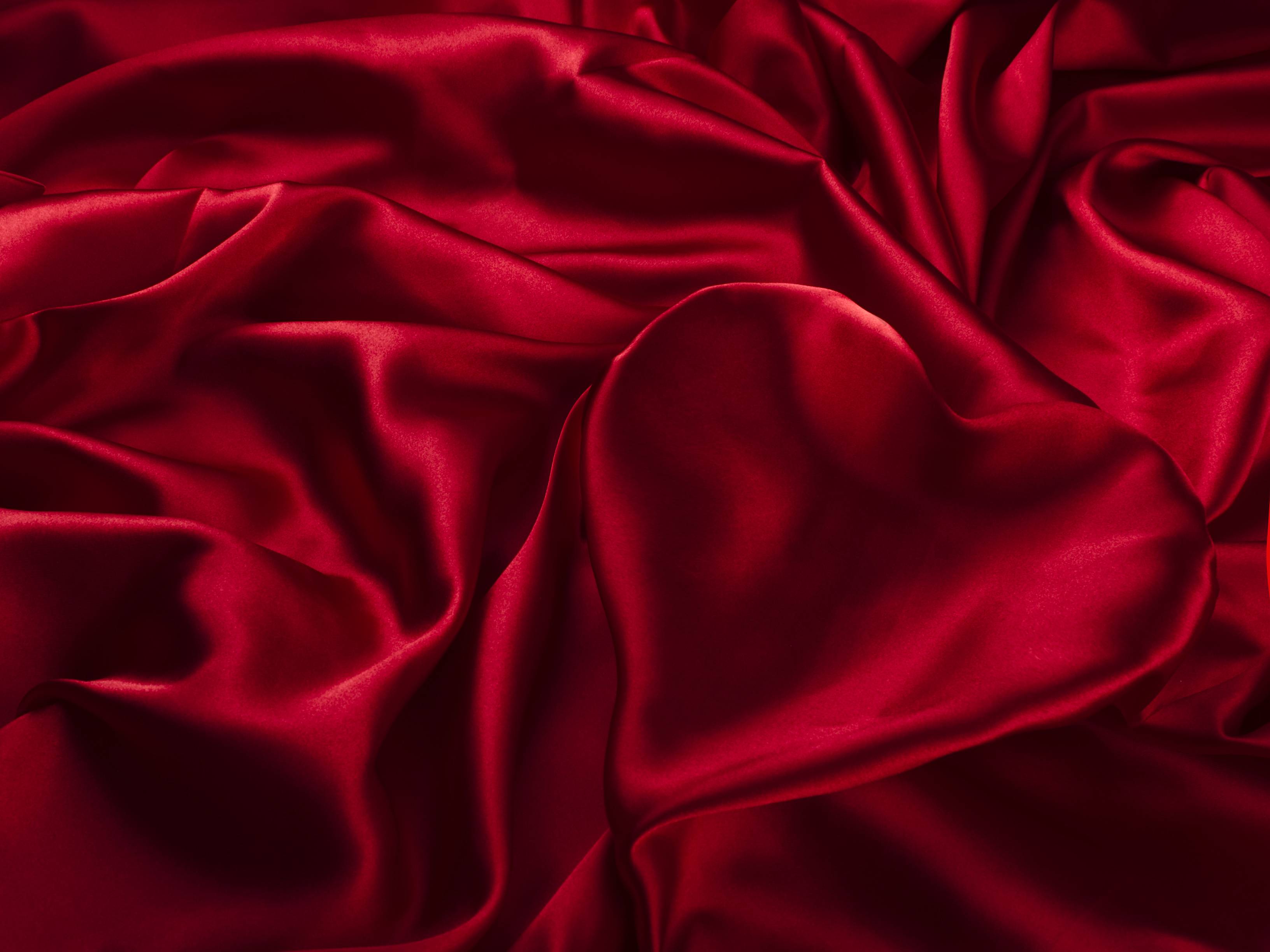 Wallpaper texture, silk, satin, cloth, red, heart, folds