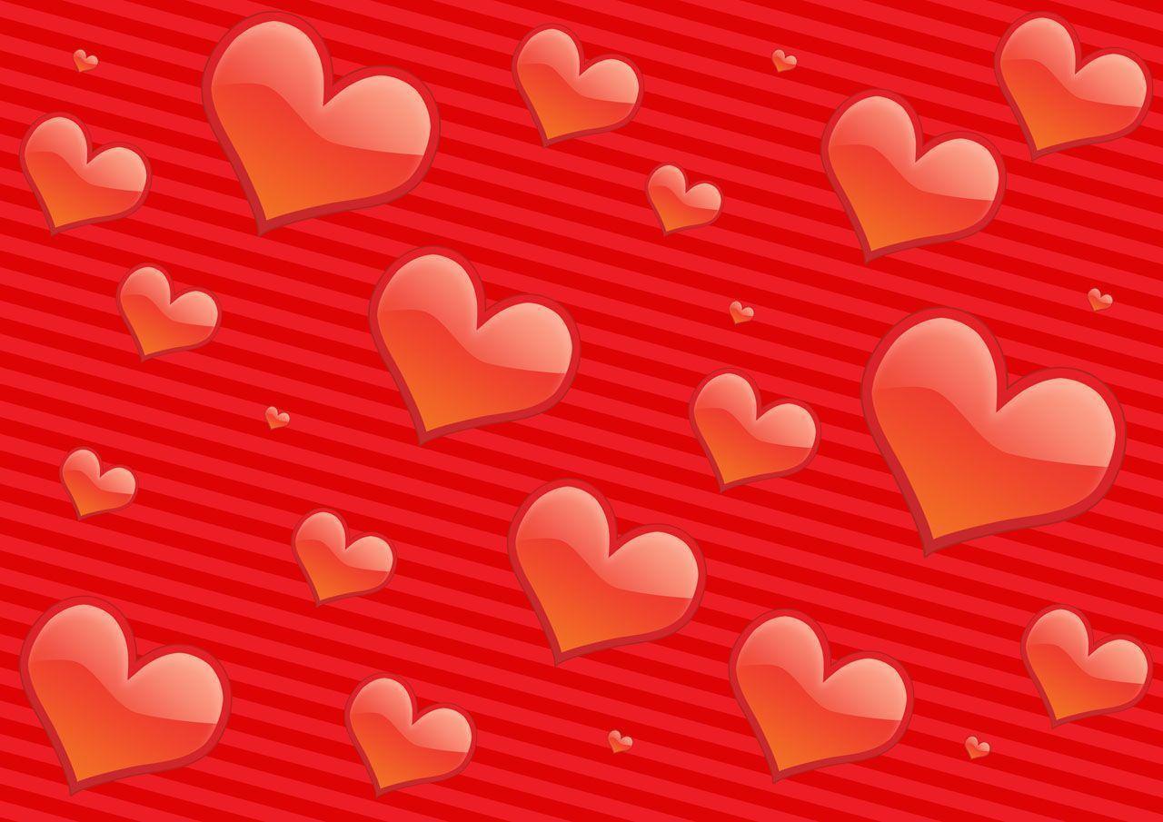 Public domain image picture of lovely red hearts on striped