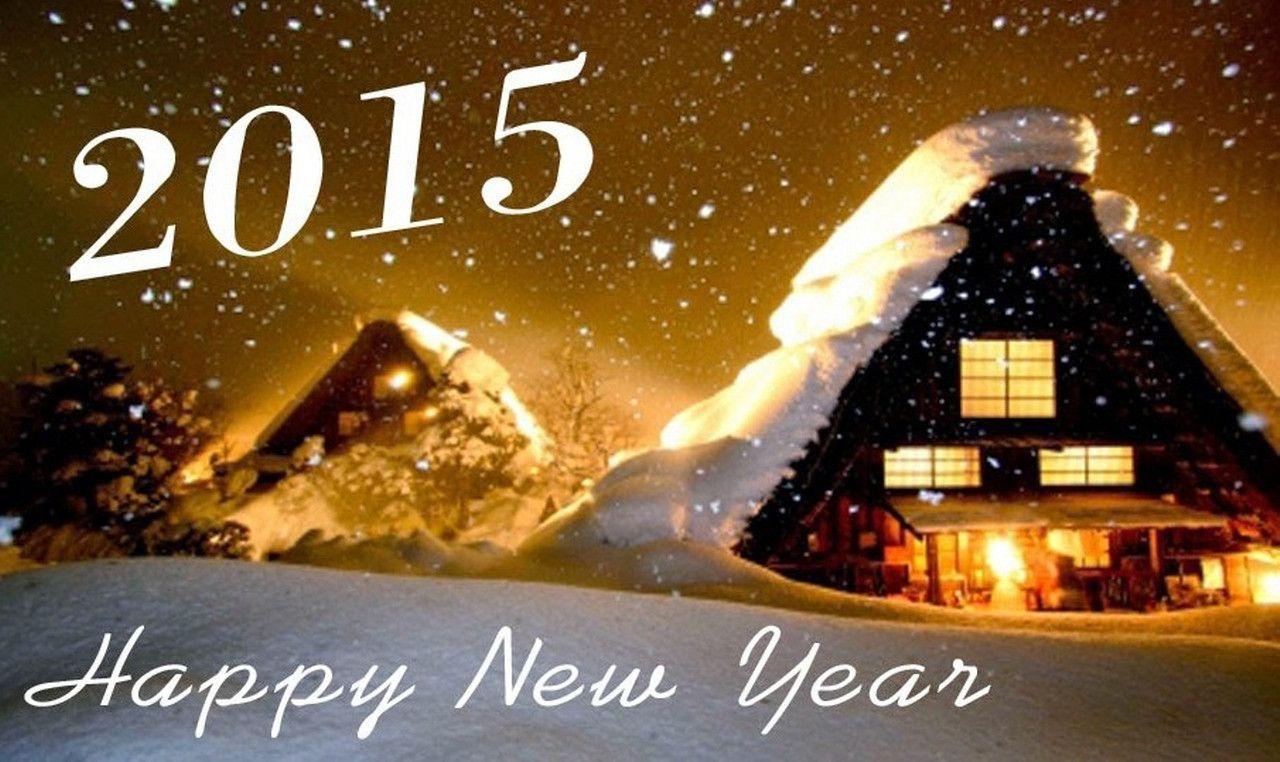 Happy New Year on SnowFall HD Wallpaper