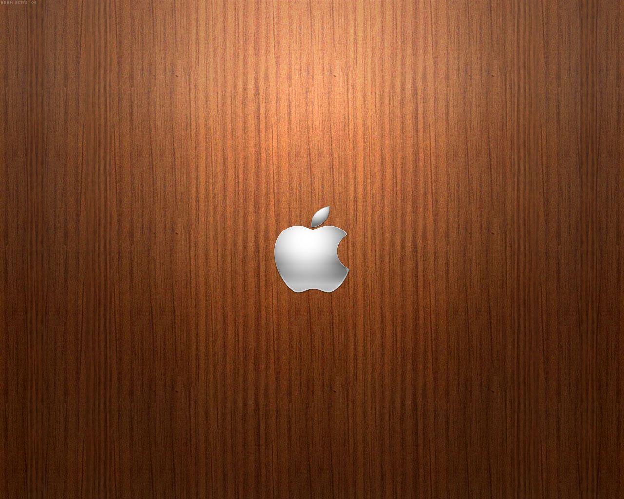 Apple Logo on Wood Background desktop wallpaper