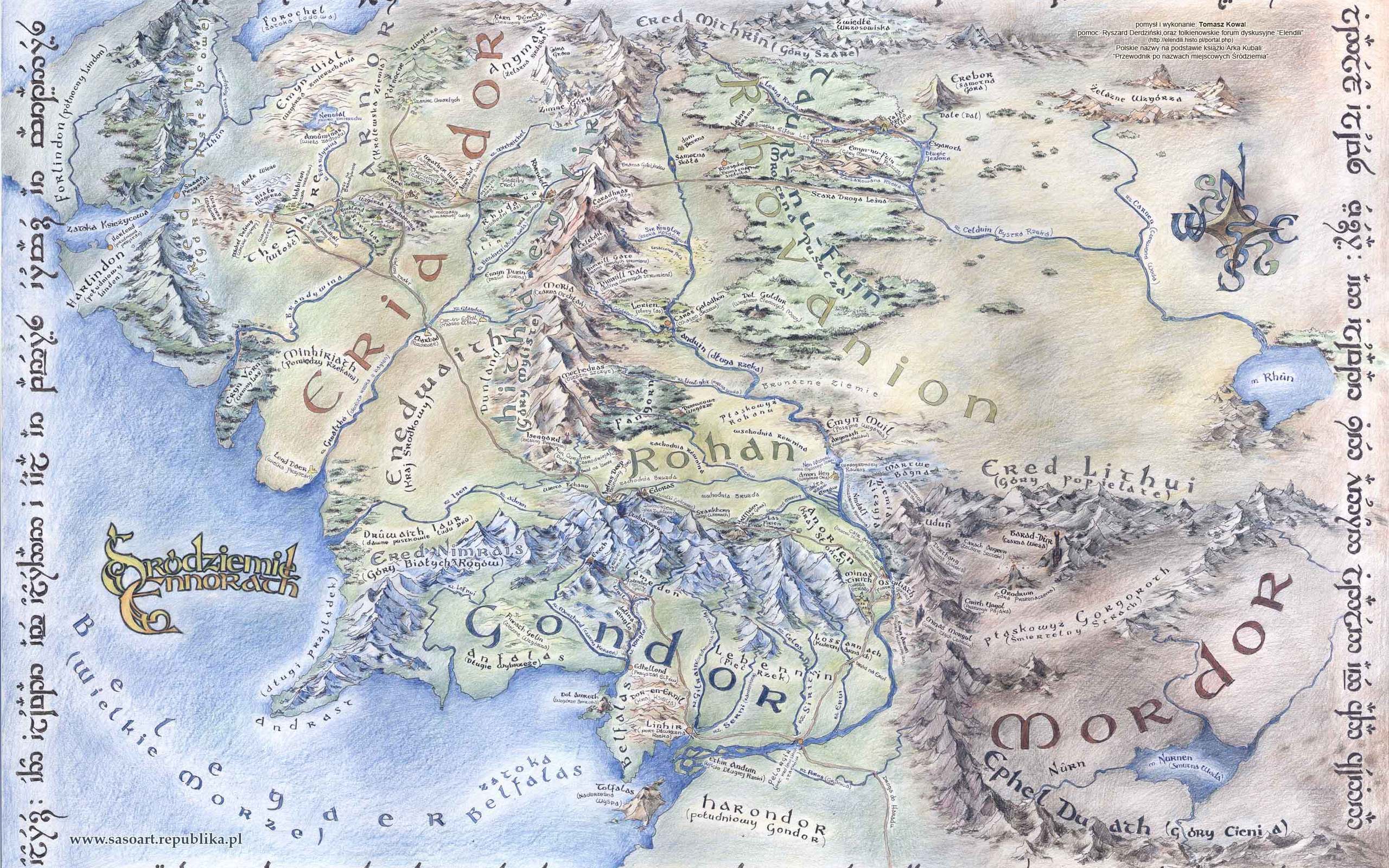 Large Detailed Map Of Middle Earth Wallpaper And Image