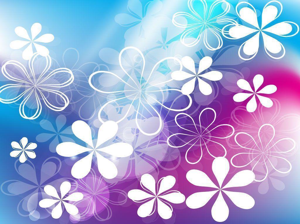 Cute Flowers Vector Background