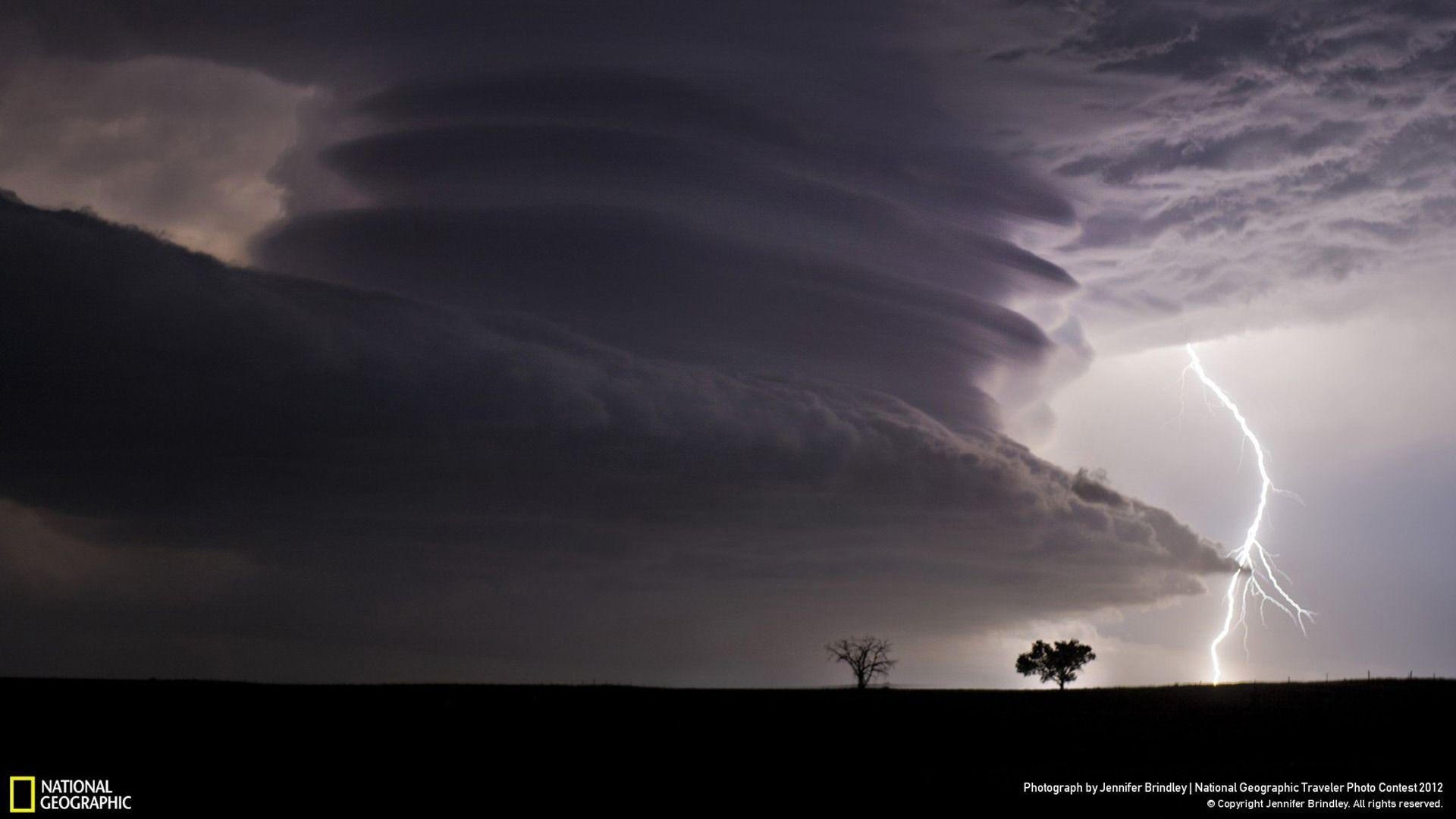 Stacked Supercell With Lightning National Geographic Wallpaper