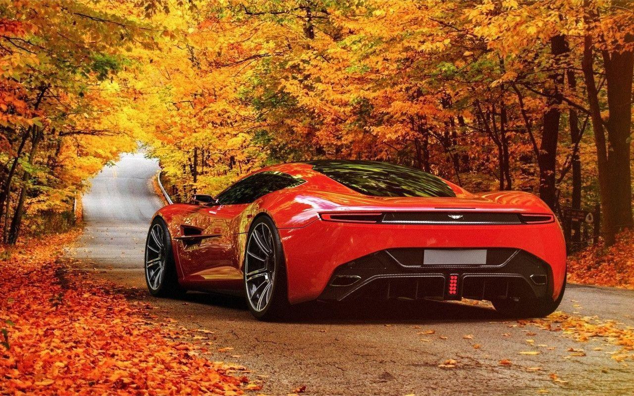 Aston Martin in Autumn Scenery desktop PC and Mac wallpaper