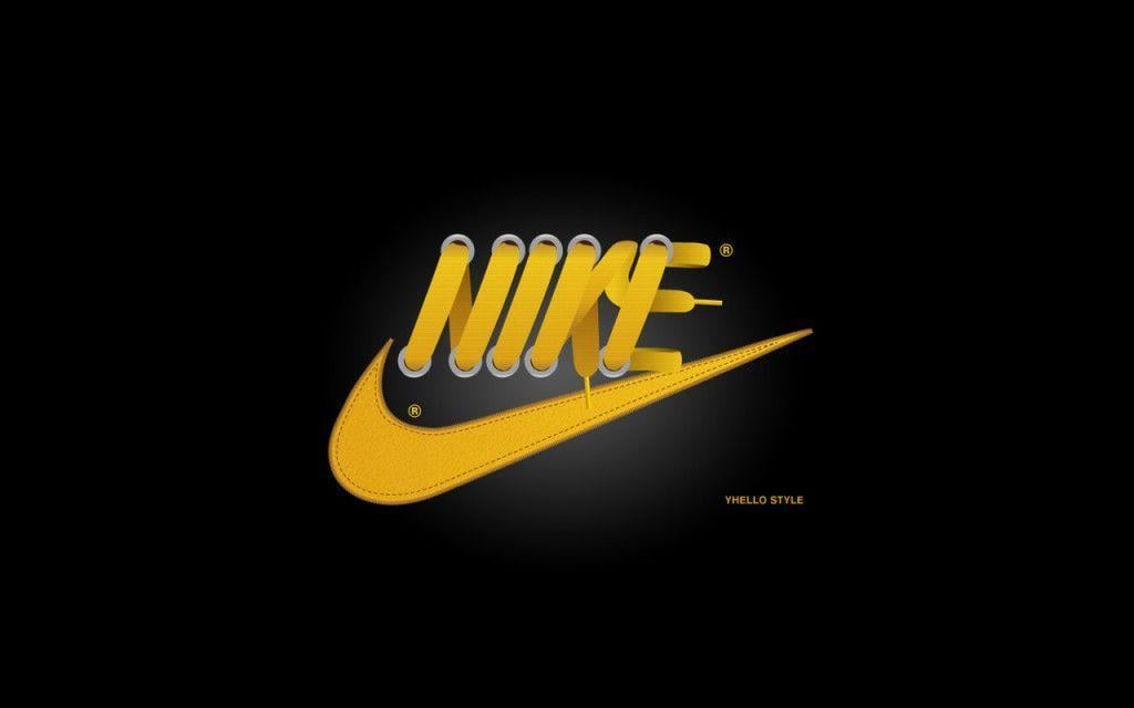 Yellow Nike Font And Logo Black Background Wallpaper Image