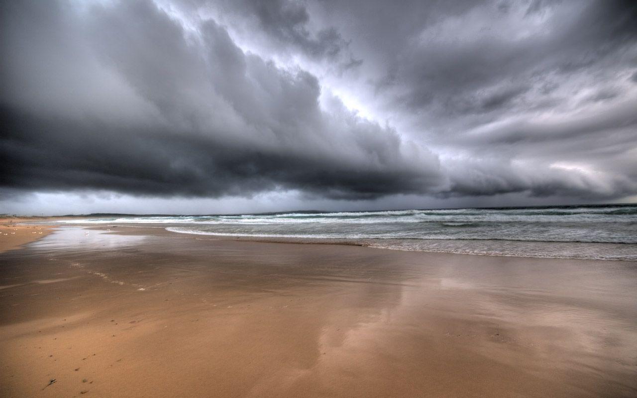 Stormy Beach, Desktop and mobile wallpaper