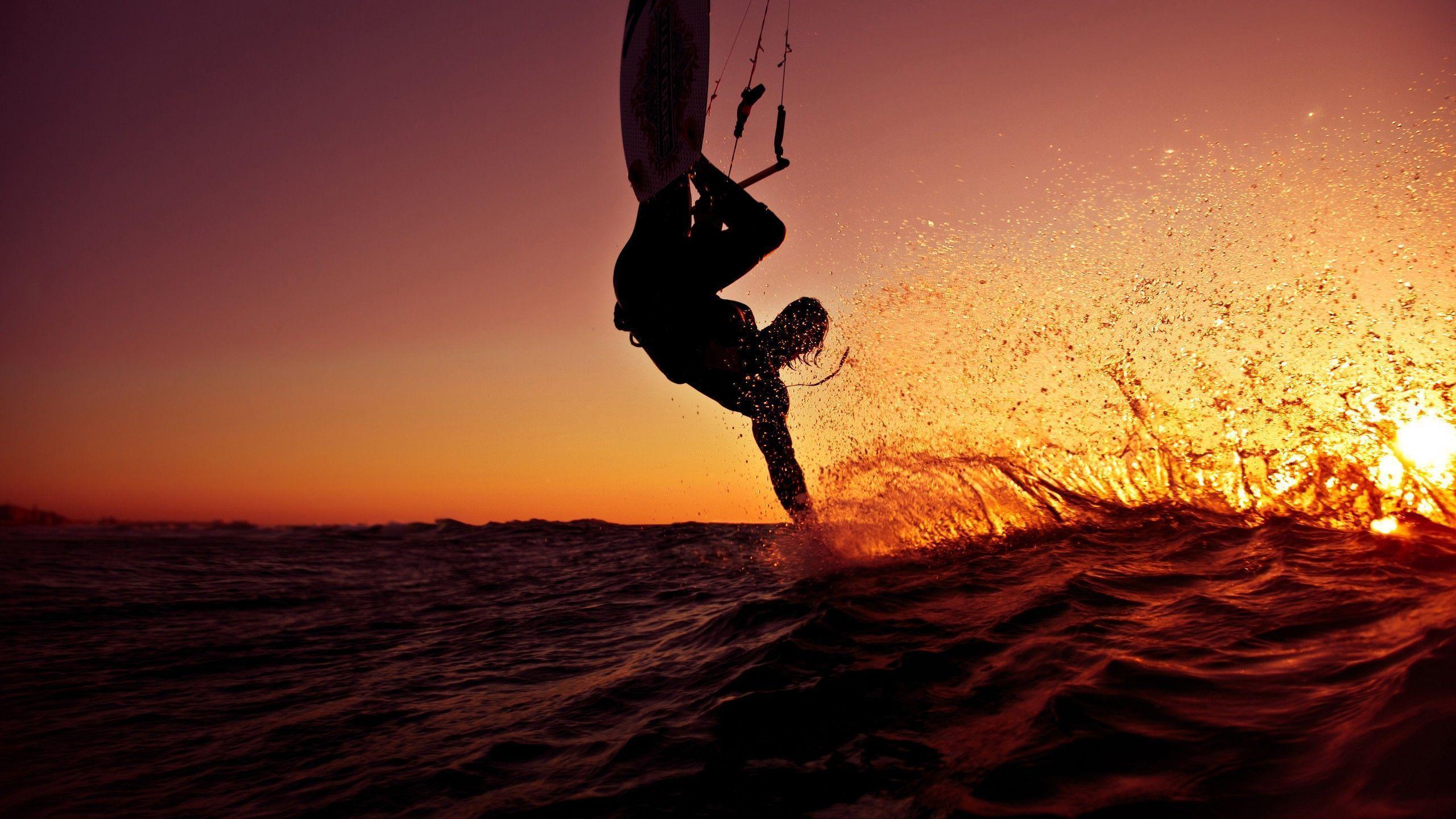 Download Windsurfing Sunset Ocean Silhouette wallpaper, Download