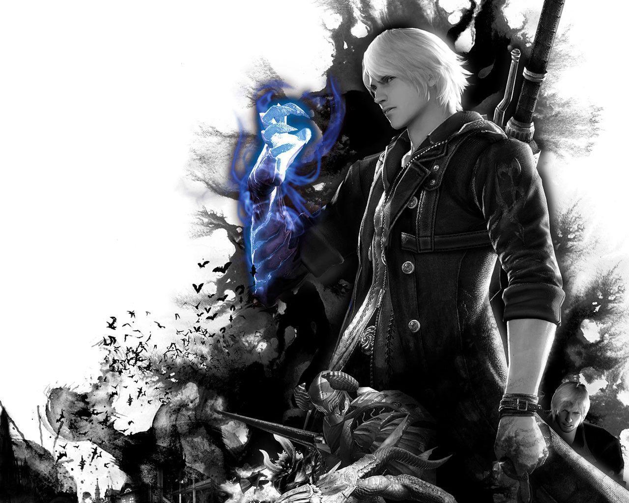 Devil May Cry 4 Wallpaper in Black and White Wallpaper
