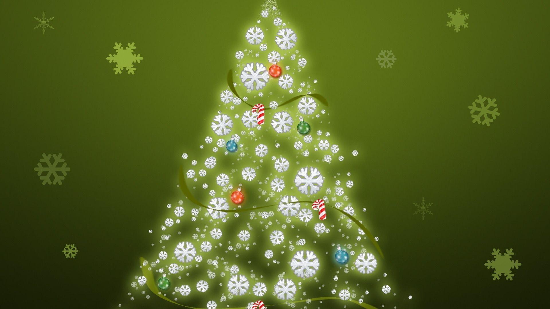 Christmas Tree Green Background HD Desktop Wallpaper