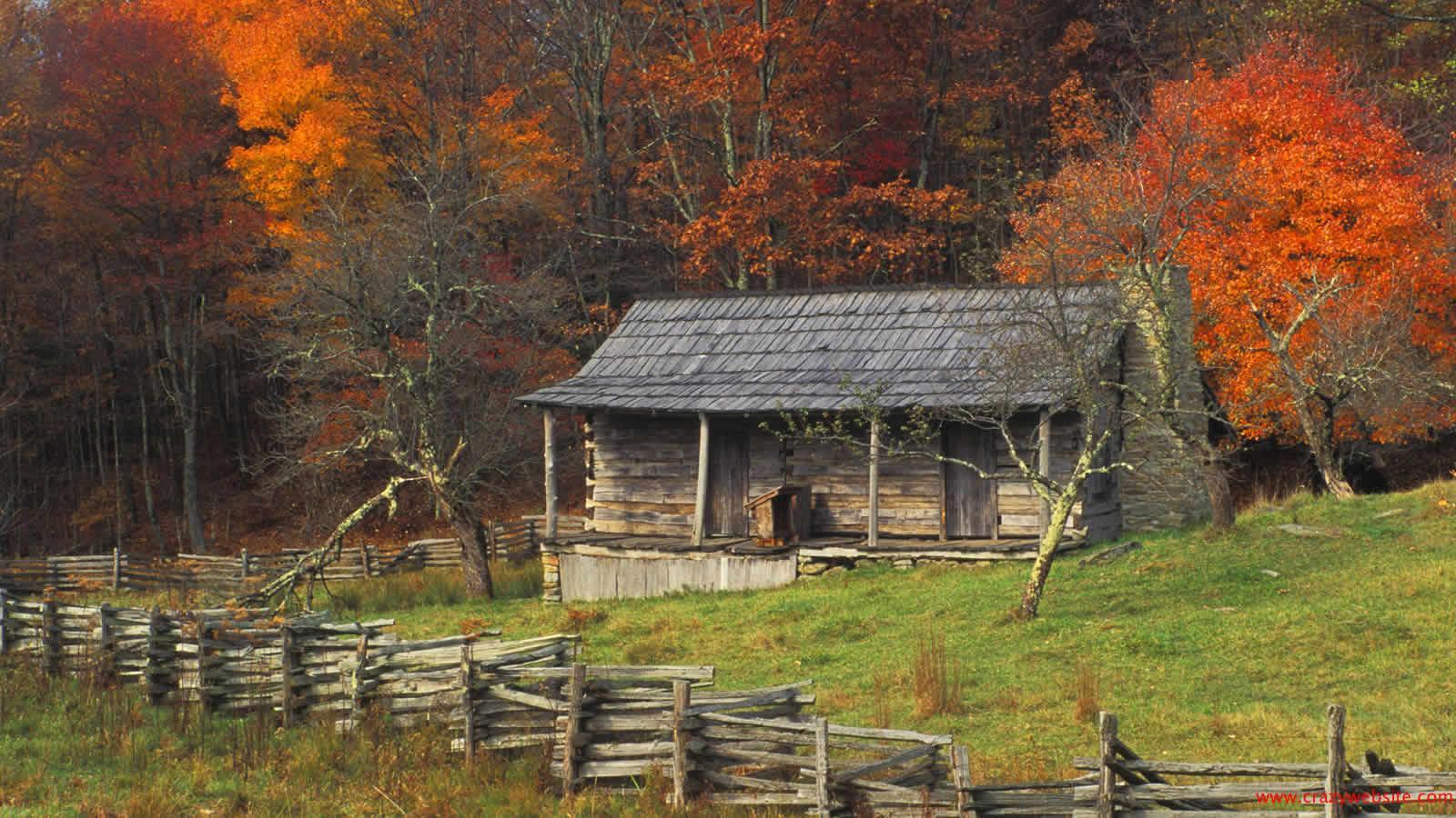 Download Autumn Fall Color Kentucky Country Log Cabin Brightly