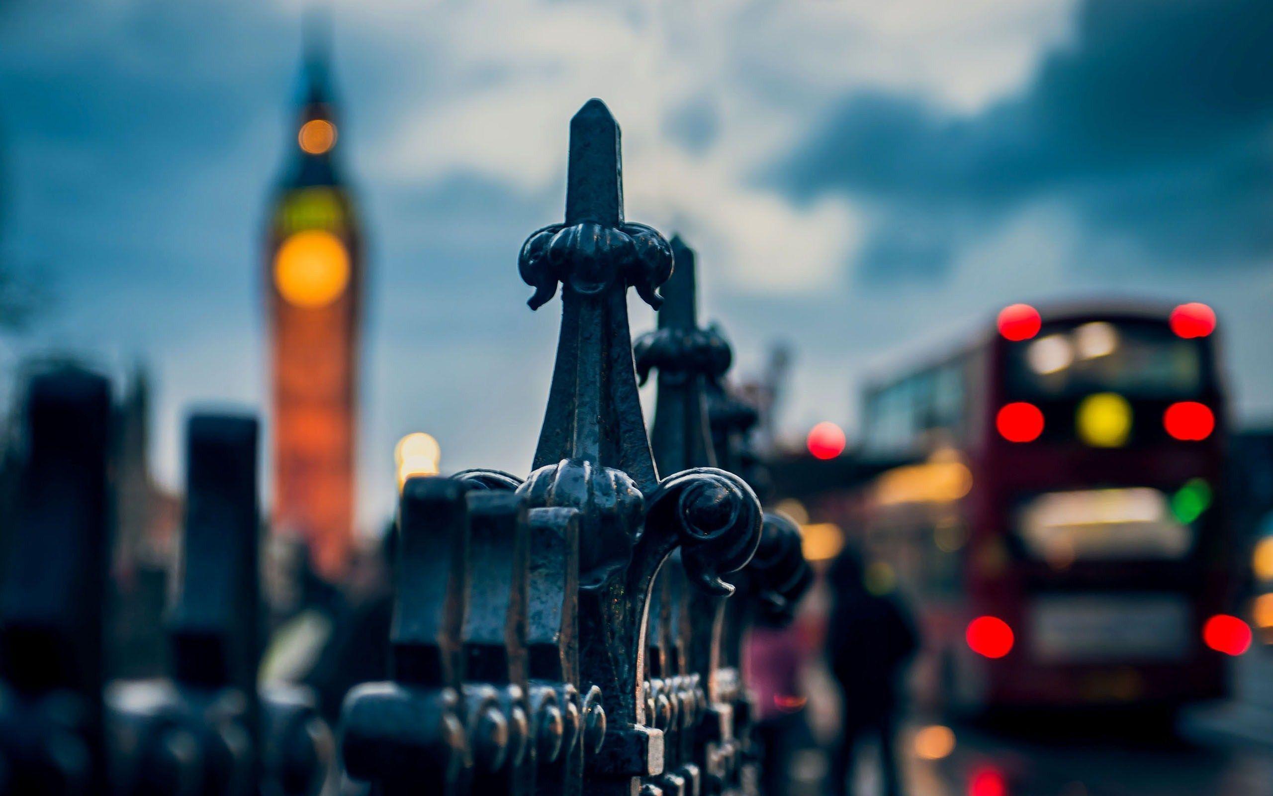 london big ben blur british bus metal fence wide HD wallpaper