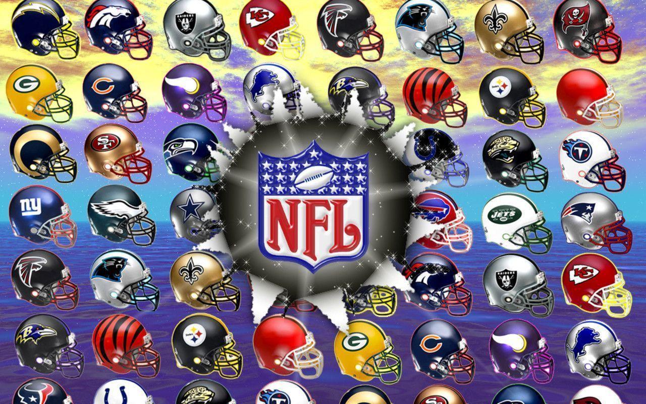 NFL Wallpaper with Logo and All Teams Helmet