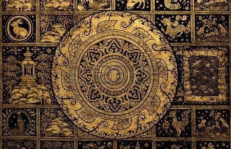 Thai Arts And Buddha Wheel Symbol Background , Picture
