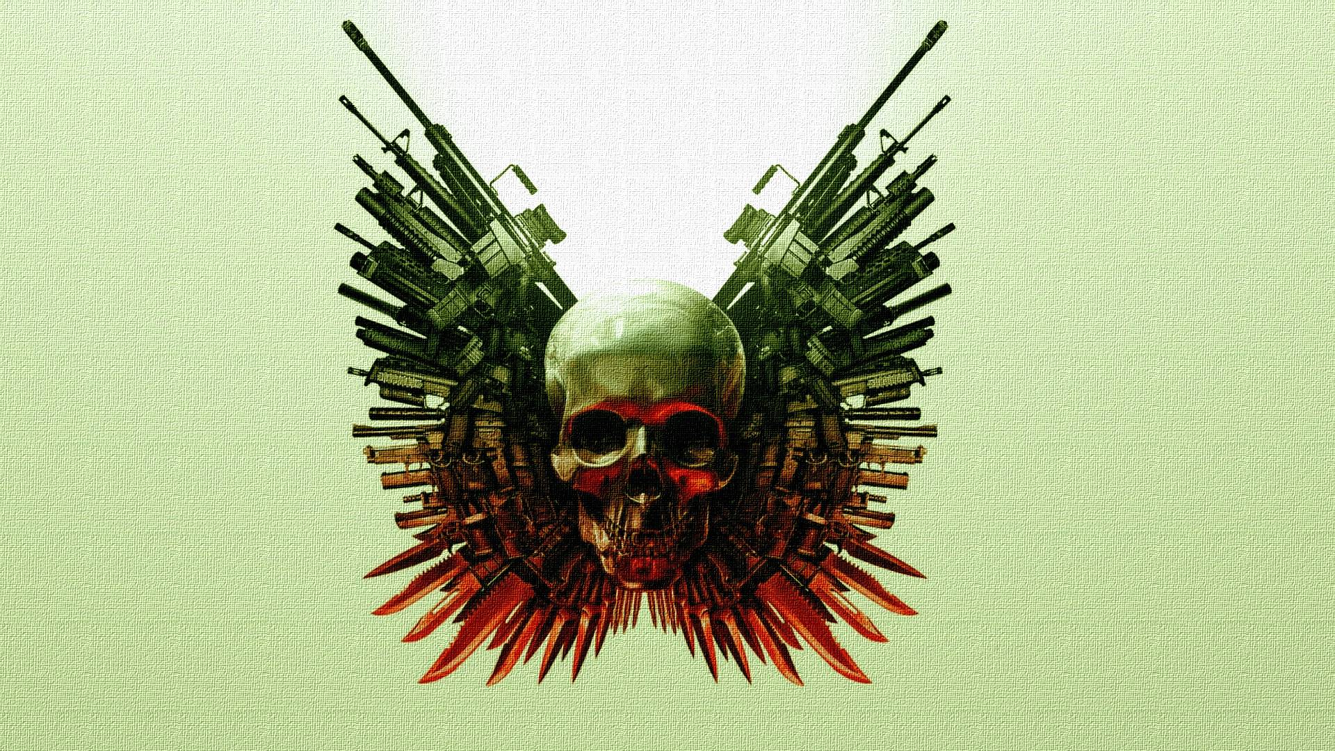 Cool Skull And Guns Wallpaper