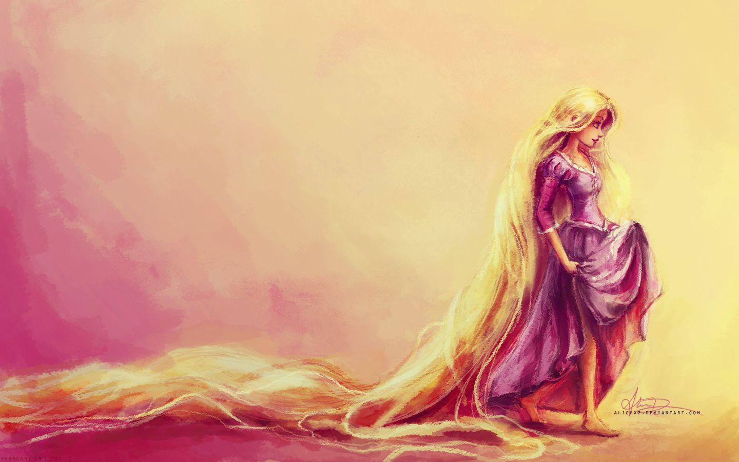 Disney Tangled Princess Rapunzel Purple Dress Background