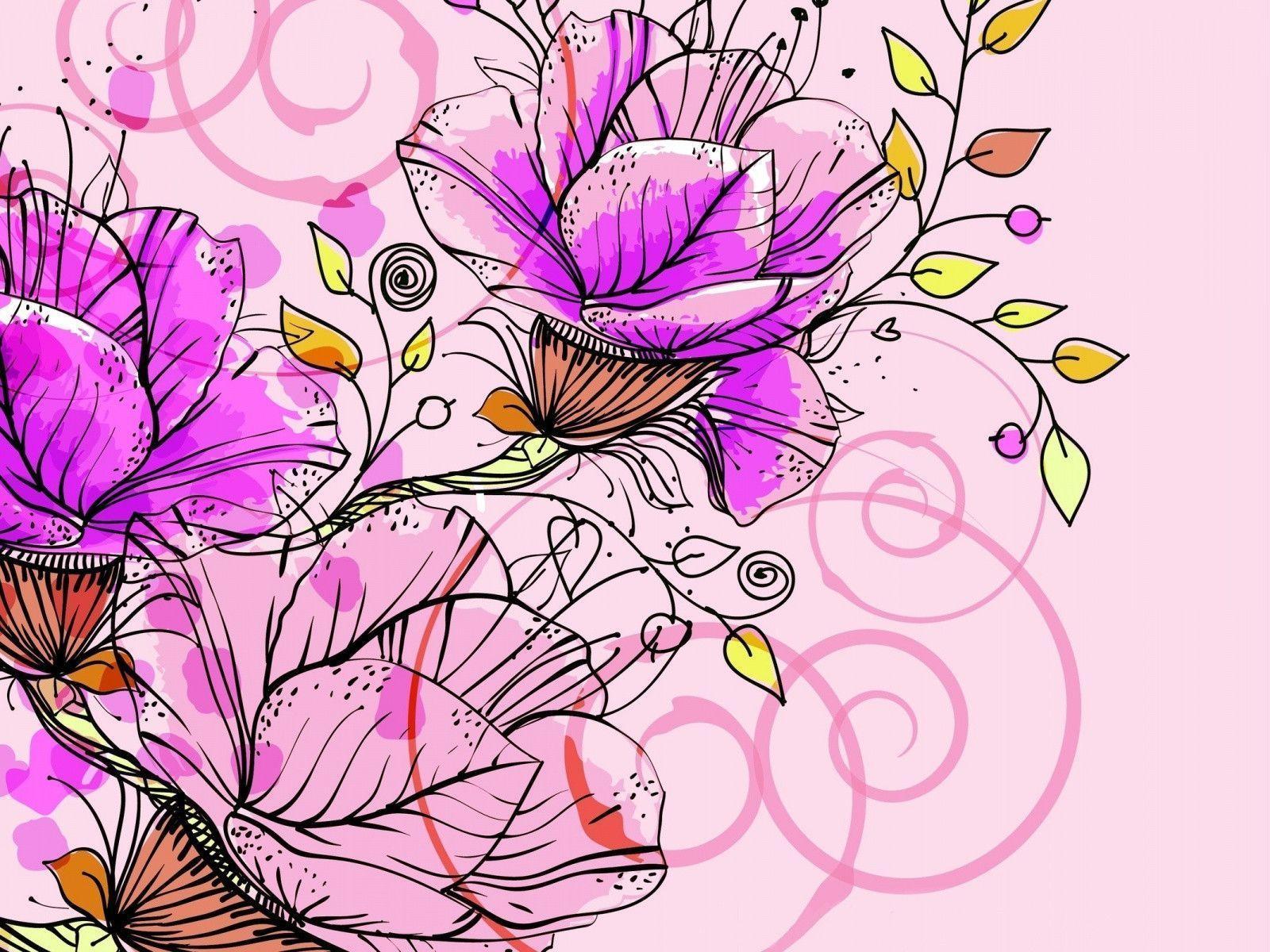 Pink Flowers Background Wallpaper
