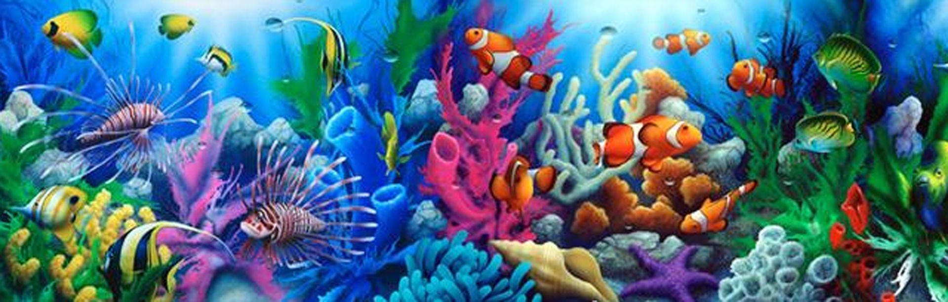 tropical coral reef mural