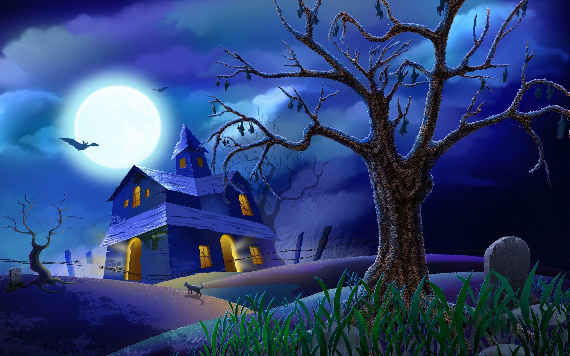 Scary Halloween 2012 HD Wallpaper. Pumpkins, Witches, Spider Web