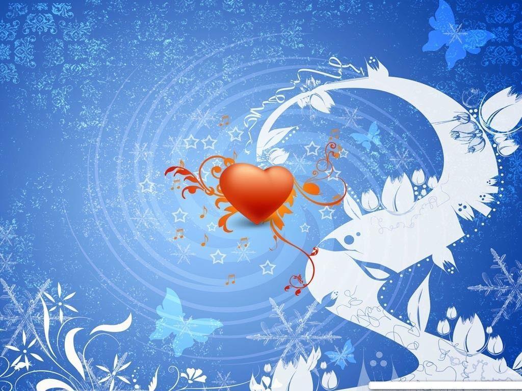 blue fresh and beautiful background with heart