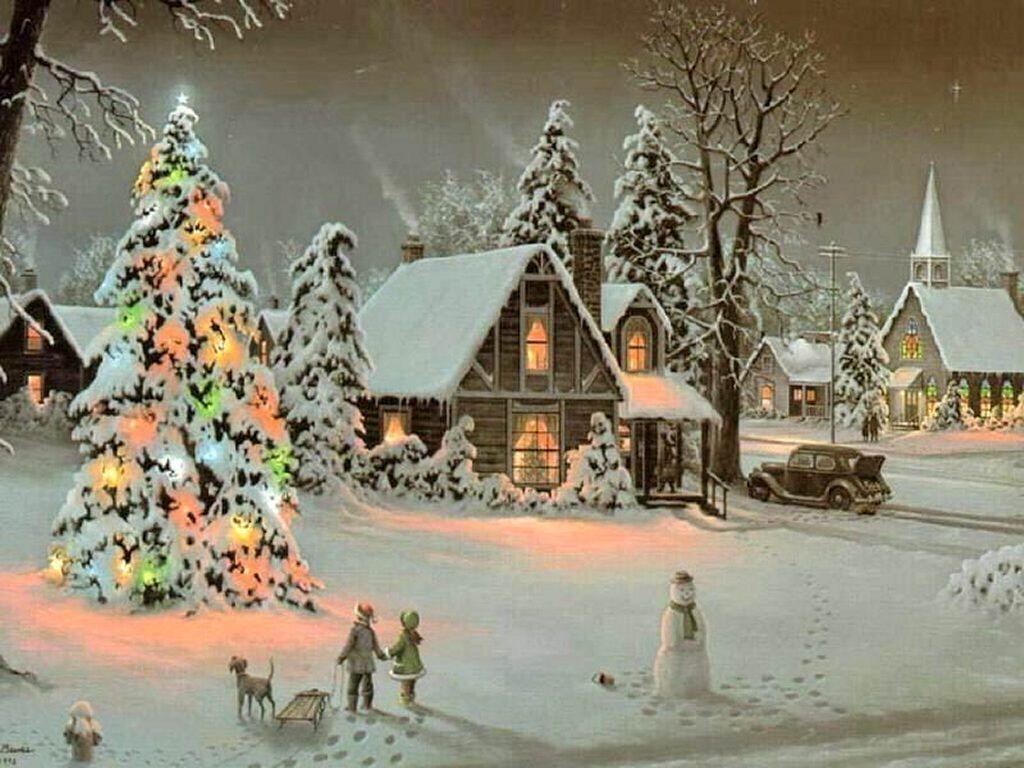 Digital Wallpaper. Classic Outdoor Christmas Scenes