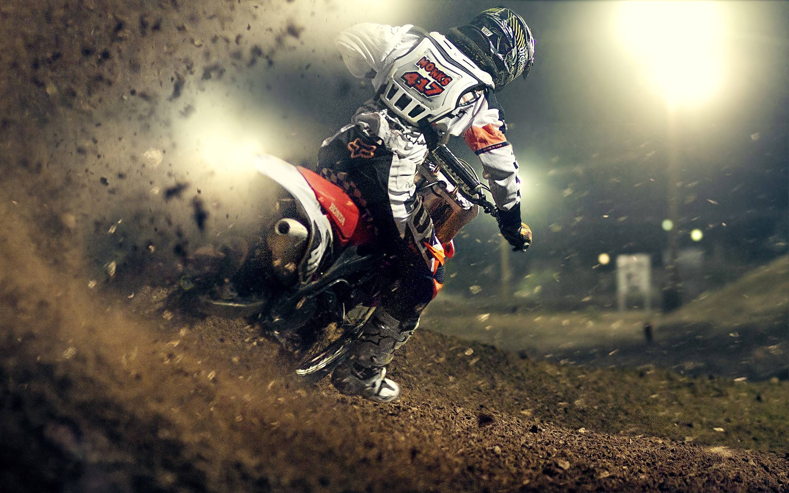 motocross speed gravel thrown wide HD wallpaper