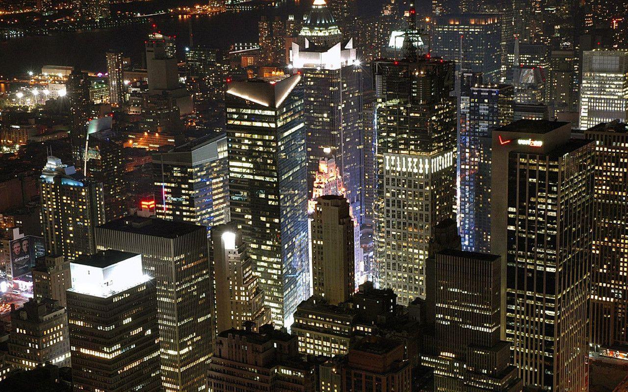 New York At Night Skyscrapers wallpaper