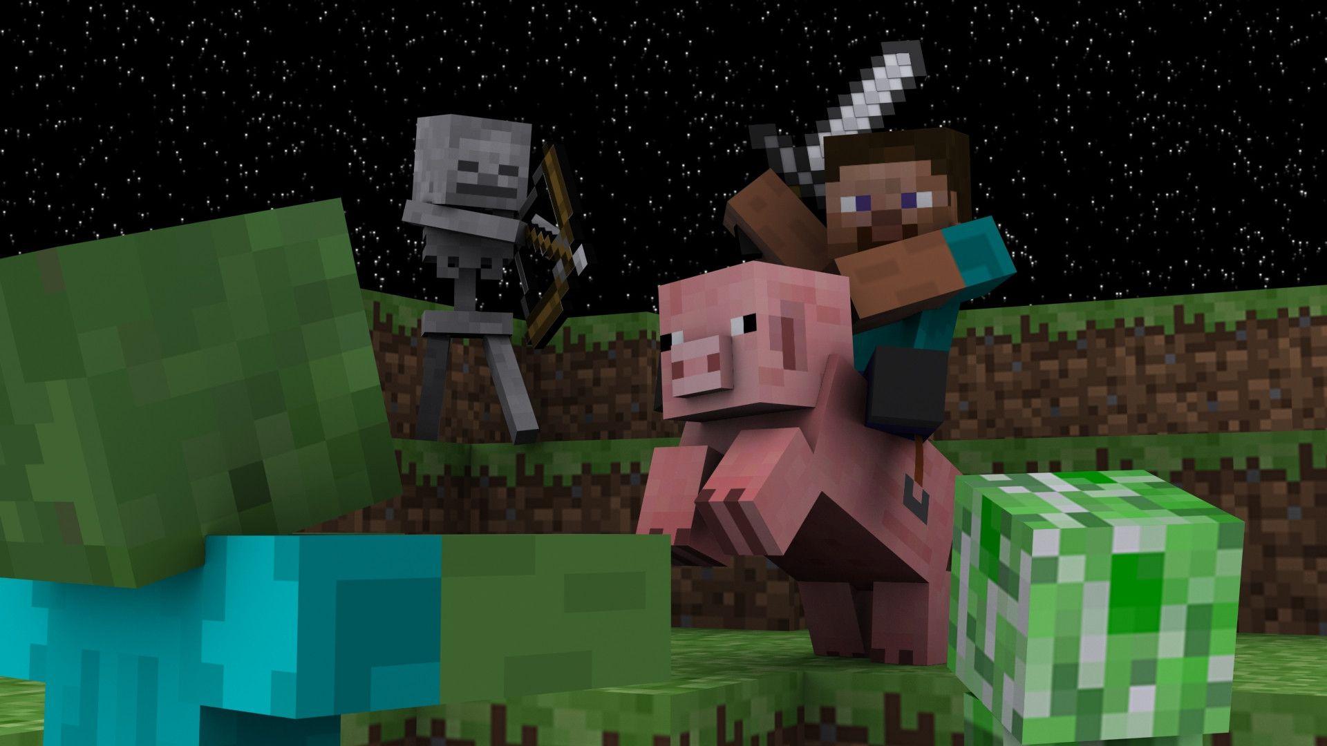 An epic Minecraft Wallpaper I made for my Digital Modeling class