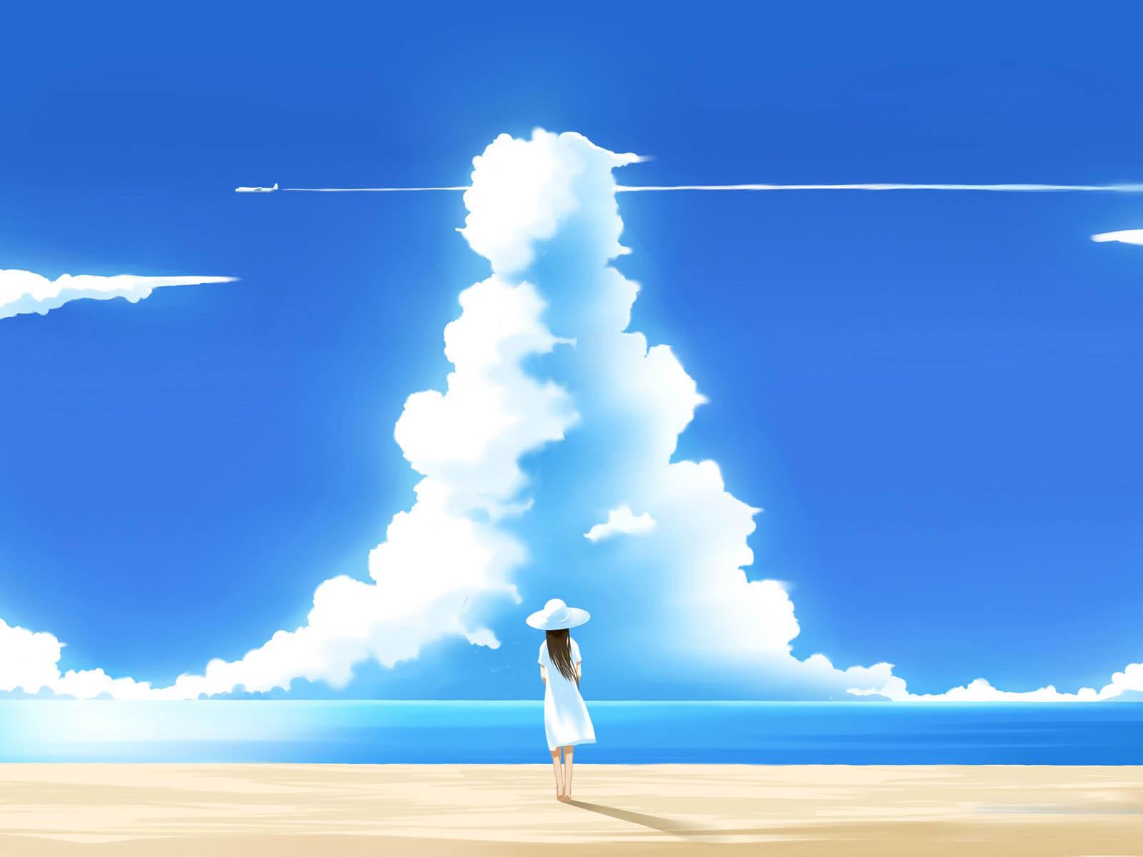Beautiful Summer Day Illustration Anime desktop wallpaper