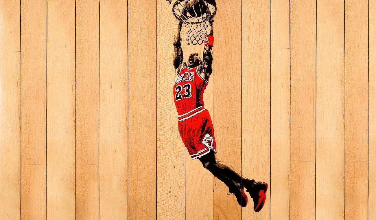 Wallpaper Michael Jordan Slam Dunk Wood Background photo