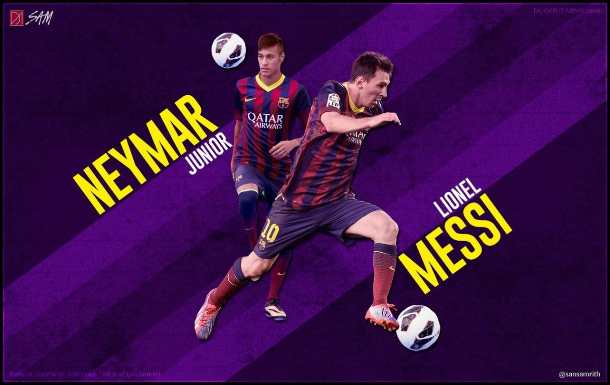 Neymar and Messi Barcelona football team wallpaper