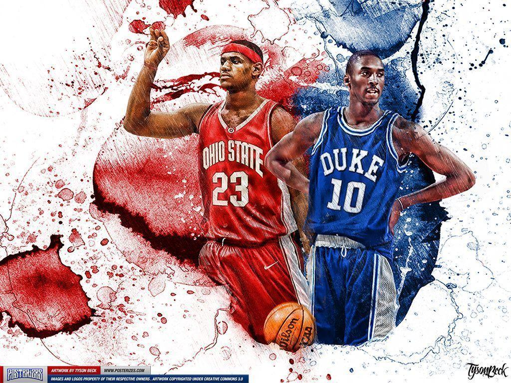 Kobe vs Lebron College Basketball Wallpaper