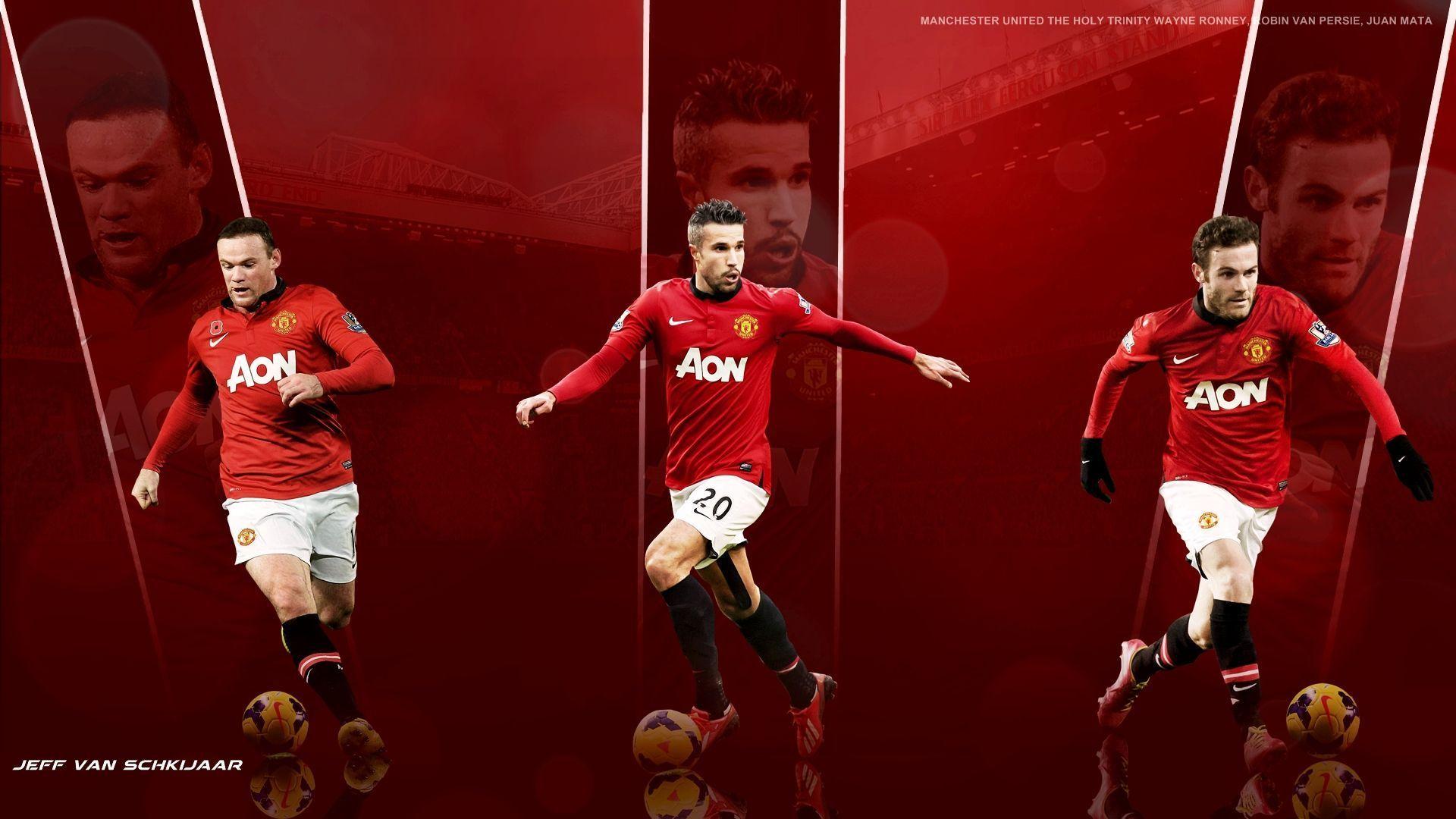 Manchester United Rooney / RVP / Mata Wallpaper HD 2014
