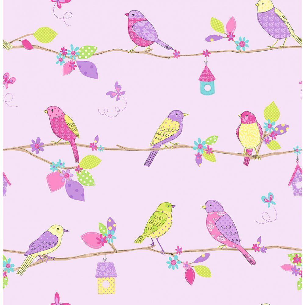 Decorline Hoopla Pretty Birds Wallpaper Lilac DL30701