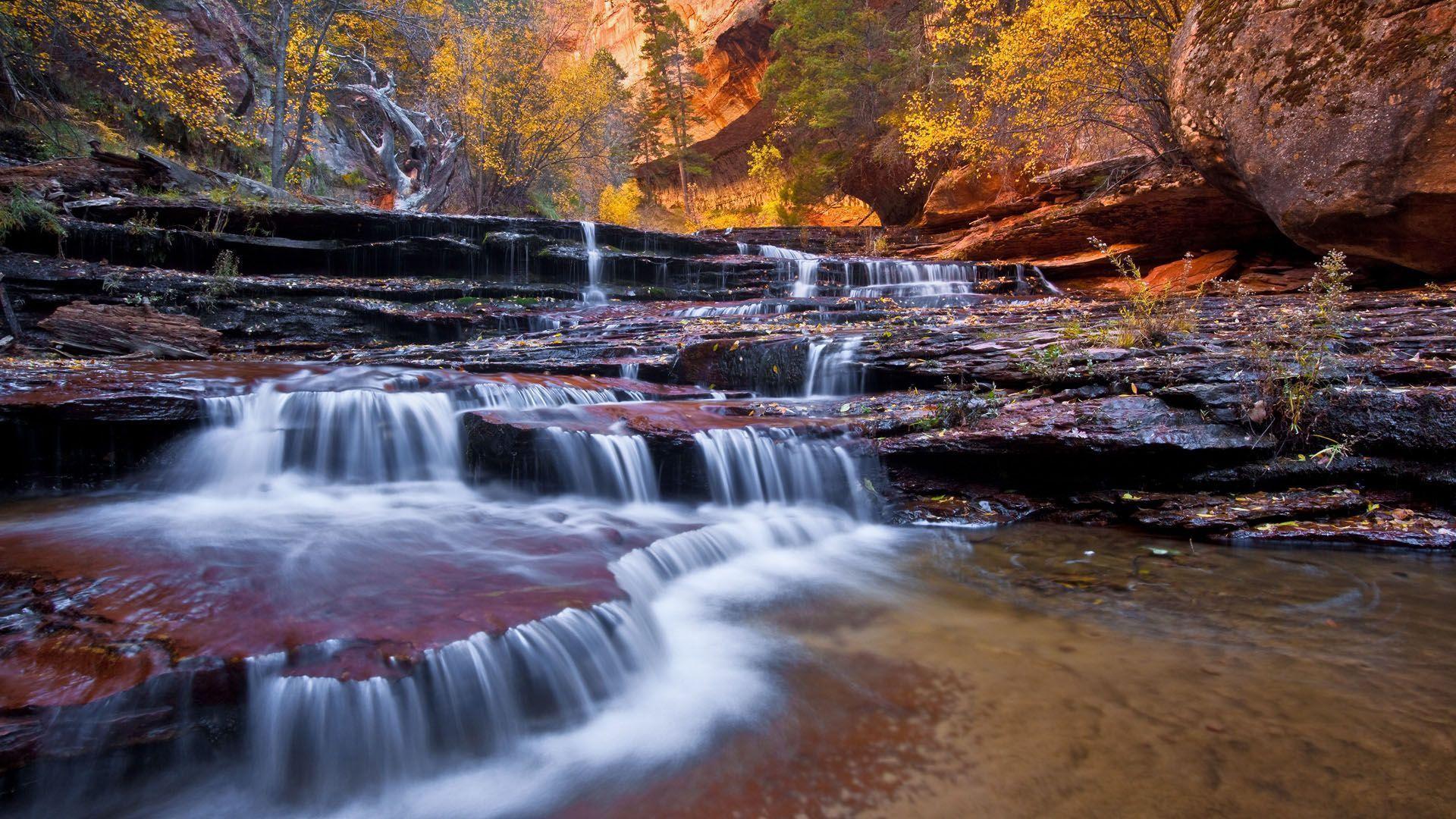 Free Download Wallpaper Water Fall Stream And Wild Scenery