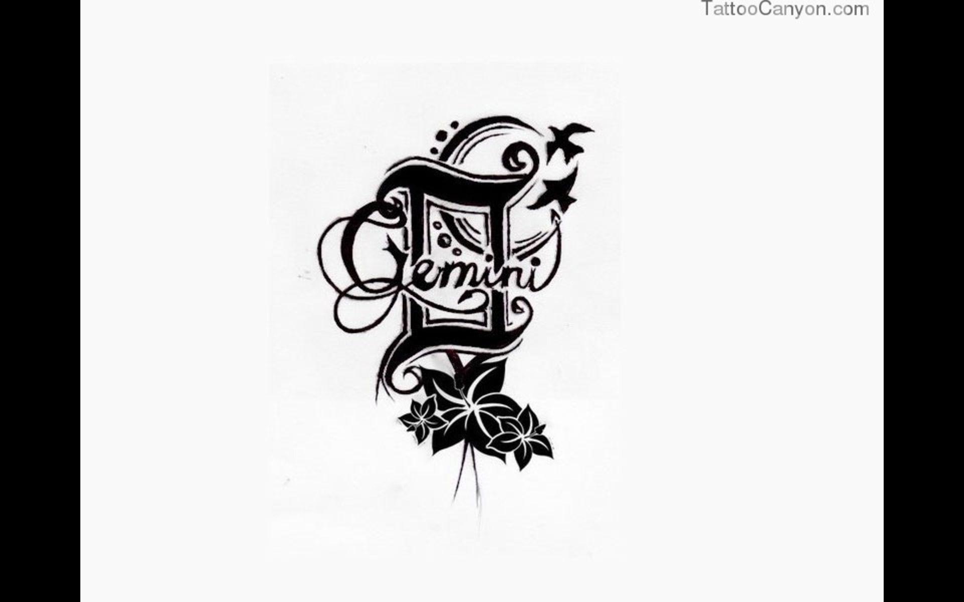 Free Designs Gemini Zodiac Sign With Letters Tattoo Wallpaper