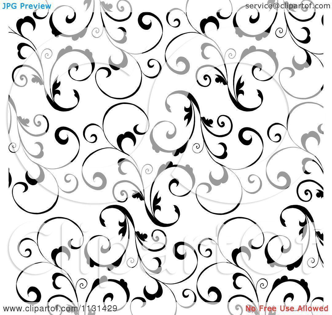 Clipart Of A Black And White Swirl Background Free