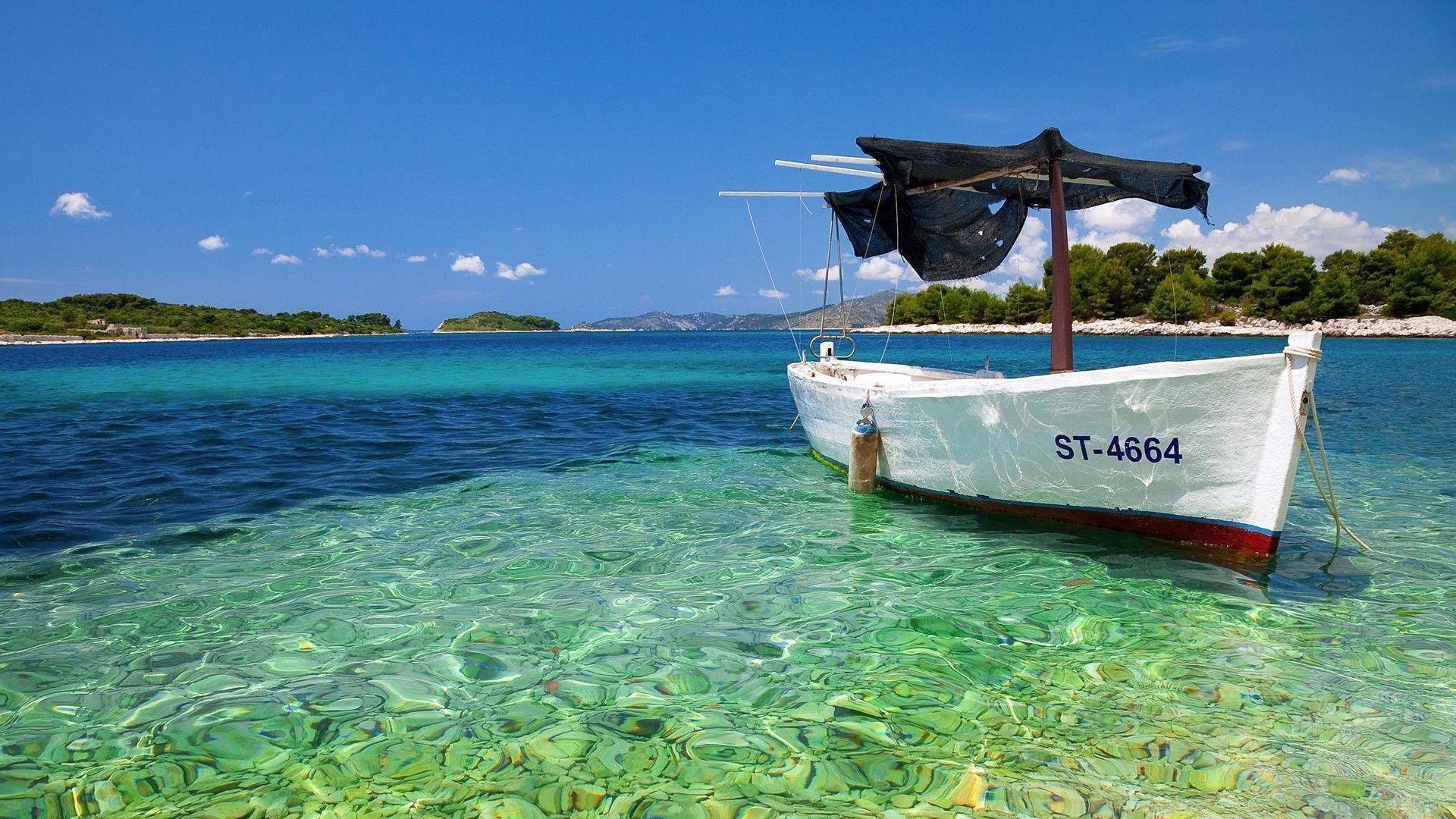 Download Croatian Boat Scenery Wallpaper. Full HD Wallpaper