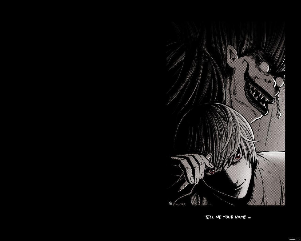 Wallpaper For > Death Note Light And Ryuk Wallpaper