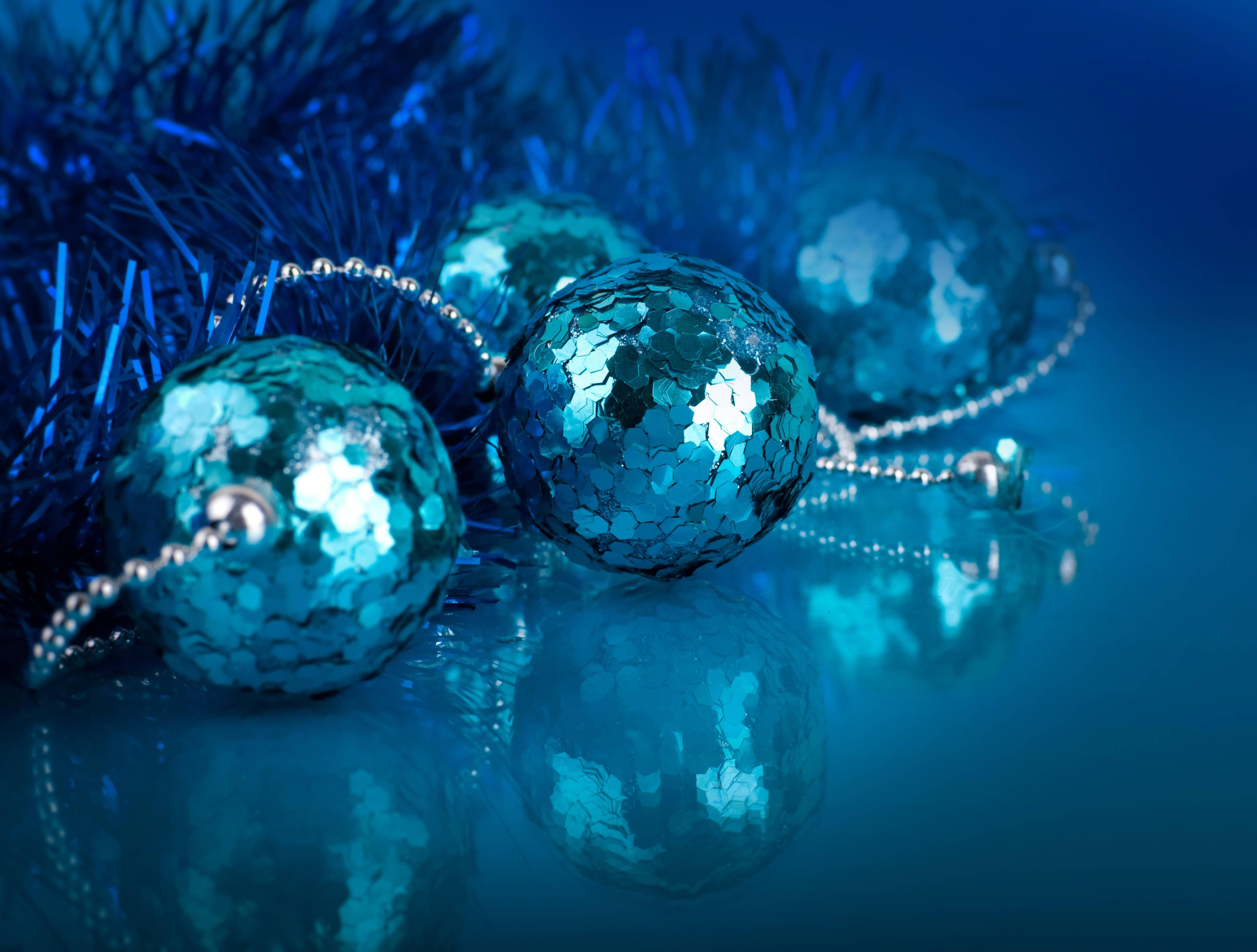 Wallpaper balls, blue, glitter, christmas tree, toys, decorations